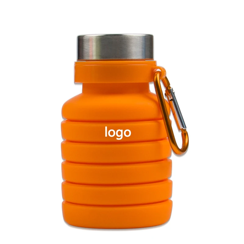

Amazon Wholesale BPA Free Silicone Foldable water Bottle Collapsible Water Bottle for Travel, Customized color