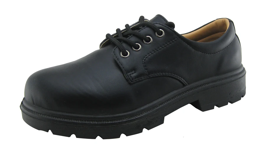 Black Color Low Cut Microfiber Leather Shoes For Security Guard - Buy ...