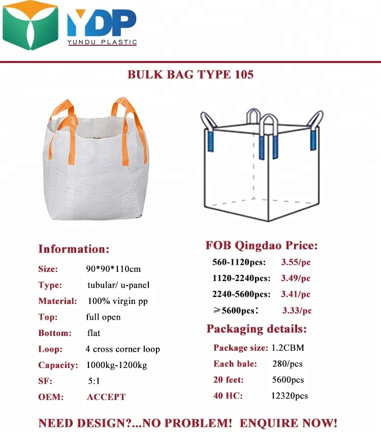 High Quality Polypropylene Jumbo Bag 1 Ton 2 Tons Plastic Bag Super ...