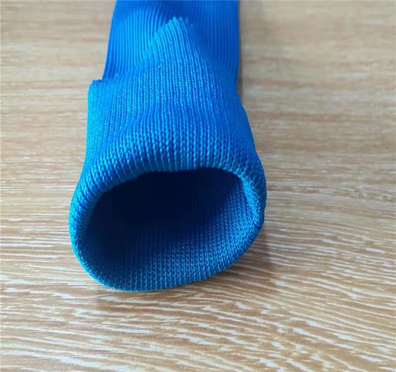 100 Polyester Double Knit Seamless Tubular Blue Rib Fabric