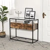 VASAGLE cheap modern european antique vintage glass top corner hallway baroque entrance console table with storage