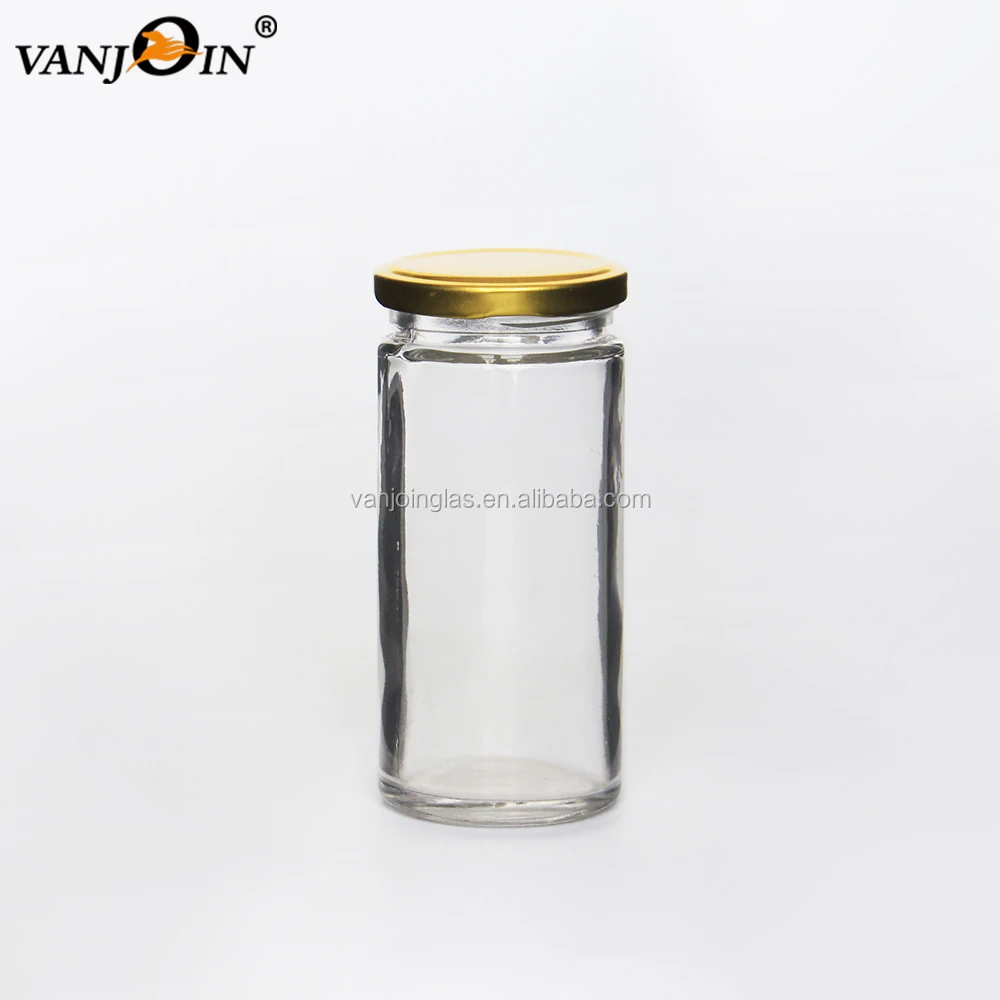 

Wholesale 8oz clear top paragon glass jar with metal lid for beverage storage