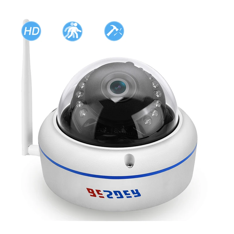 

BESDER Full HD 1080P P2P CCTV Wireless Camera Security Vandal-proof Dome Ip Camera Wifi Support SD Card Max To 64GB, White
