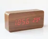 Modern wood Calendar Thermometer LED Display Sound Activated Digital Wooden Alarm Clock