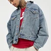 custom logo printed vintage wash oversized mens denim jacket