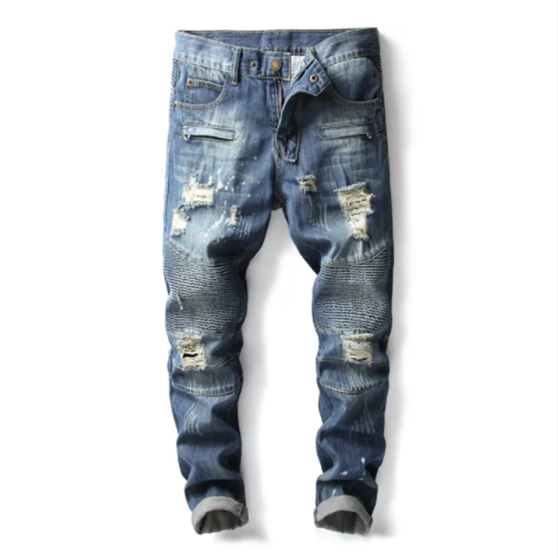 Jean Skinny Homme Déchiré Extensible – Denim Vieilli Avec Trous Détruits – Coupe Ajustée Ultra Confortable – Style Streetwear Décontracté