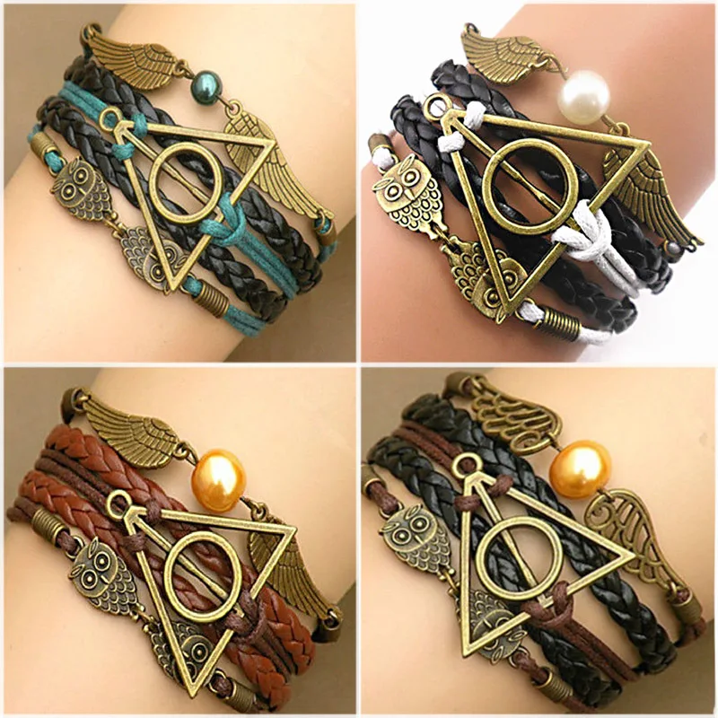 

Fashion Multilayer Braided Bracelets Vintage Owl wings Infinity Bracelet deathly hallows bracelet & Bangle, N/a