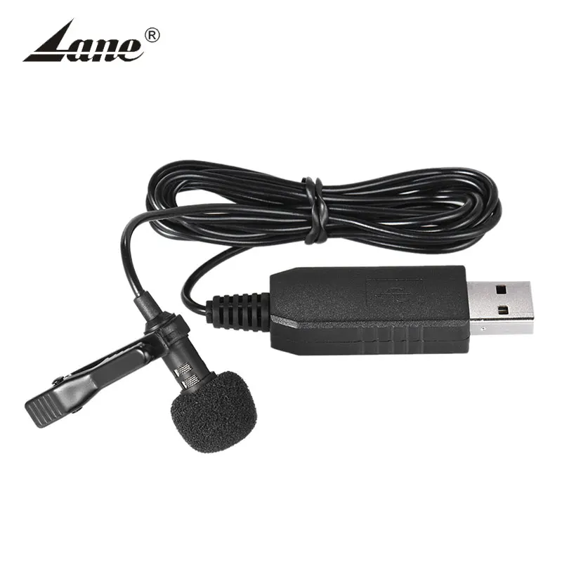 

150cm Portable Mini Clip-on lavalier Omni-Directional Stereo USB Mic Microphone for PC Computer, Black