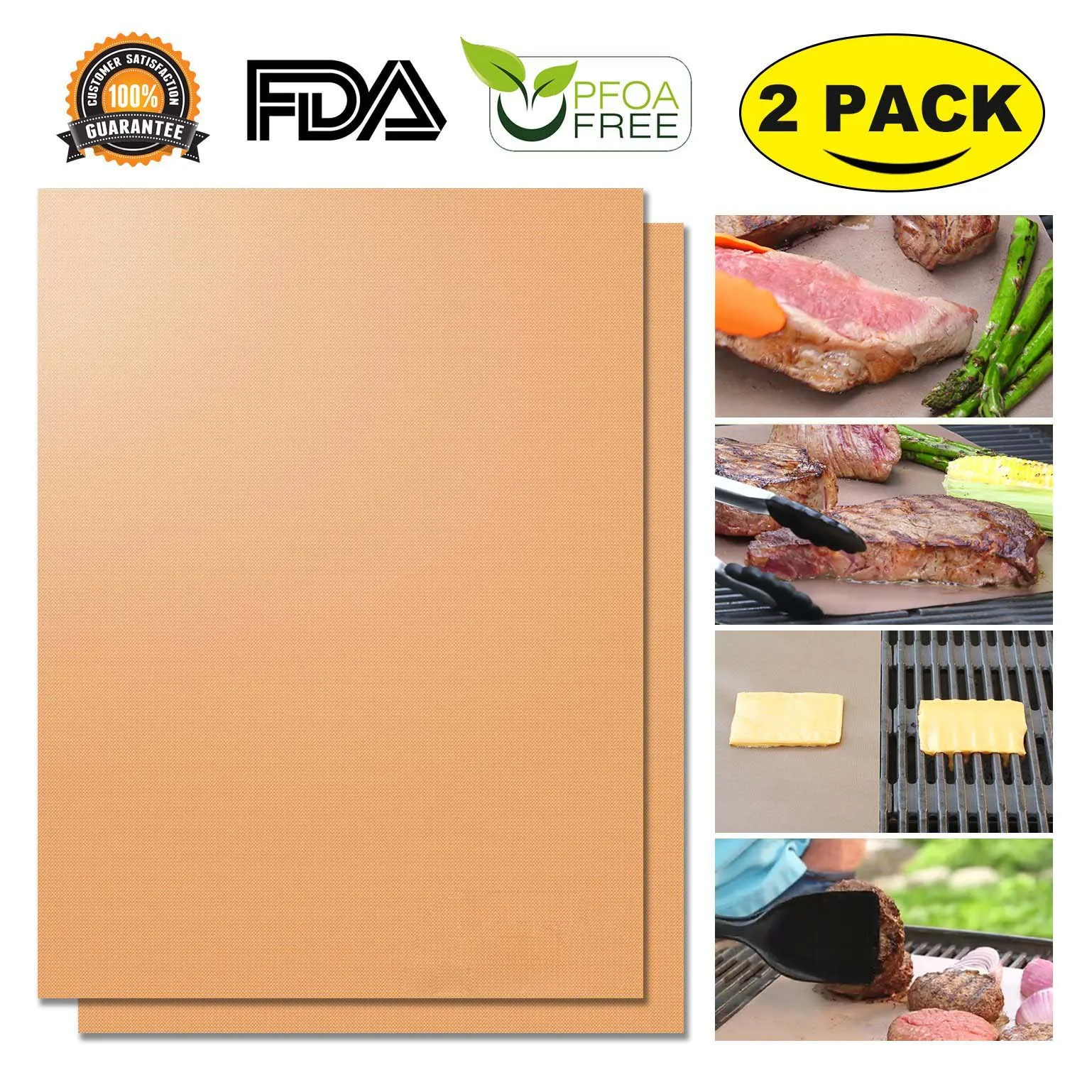 

High Temperature Non-stick Fireproof Charcoal PTFE BBQ Grill Mat, N/a