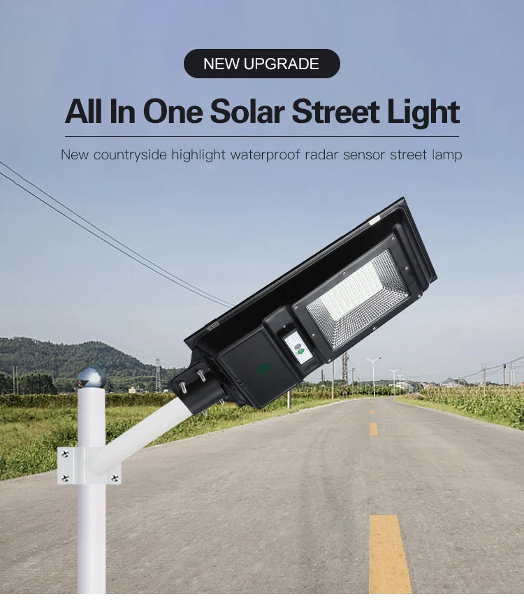 Motion sensor Light control outdoor waterproof ip65 60 100 watt all in one integrated led solar road light