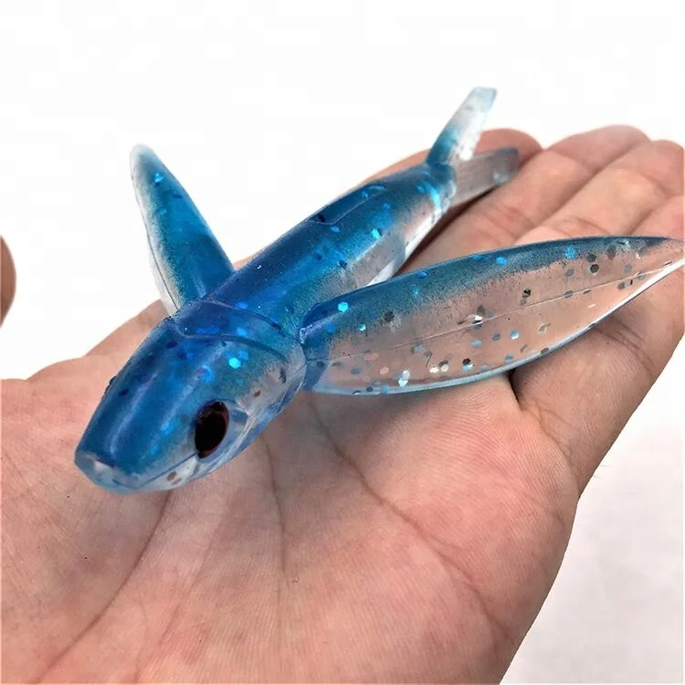 

Mini SOFT Flying Fish Blue Silver soft fishinglures for trolling fishing tackle, Customized colors