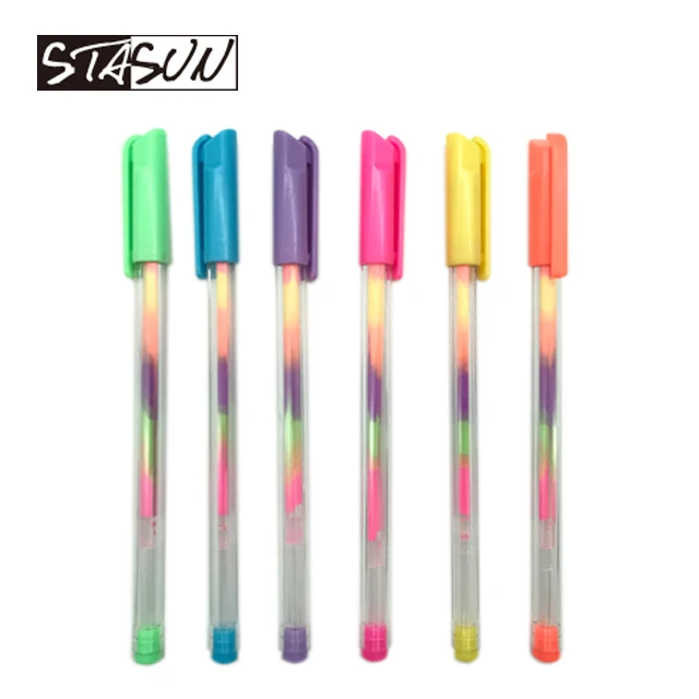Stasun Rainbow Color Liquid Powder Refill Gel Pen Stylish Color