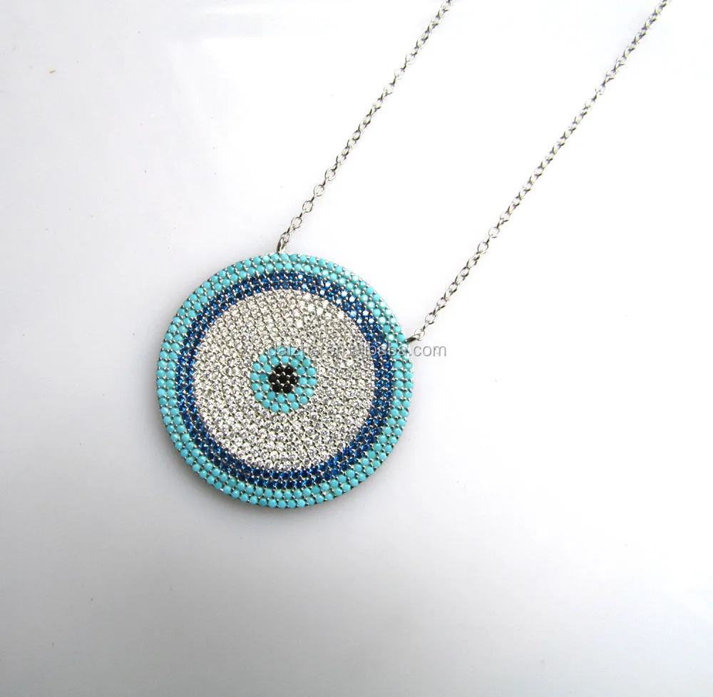 

in stock 925 sterling silver Russian 33mm big disco pendant micro pave necklace