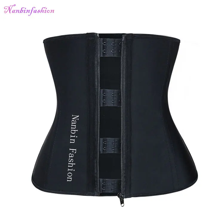 

Workout Best Slimming 3 Hook and Zipper Custom Logo Waist trainer Cincher Corset Private Label, Black or customed