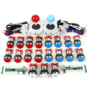 Classic Arcade Contest DIY Retropie Cabinet Kits USB Encoder to Joystick PC Games + Chrome Plating LED Illuminated Push Button