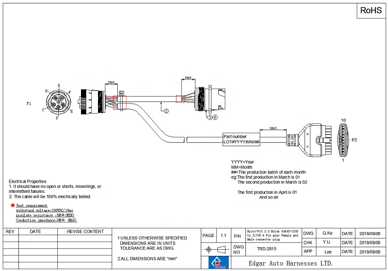 Edgar MultiFunction J1939 Obd2 ObdIi 6 Pin Wiring Harness Truck for