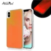 OEM Fluorescent For iPhone XS XI MAX XR2 Glow in The Darkness Noctilucent Liquid Luminous NEON Sand Hard PC+Soft TPU Case