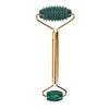 Natural Double Head Jade Hammer Spiked Jade Derma Facial Massage Roller With Spring For Neck And Back