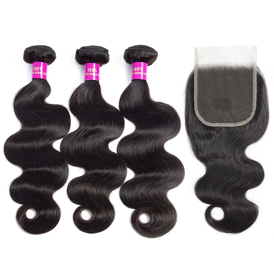 

Brazilian Hair Body Wave Bundles With Closure100% Virgin Human Hair Extensions