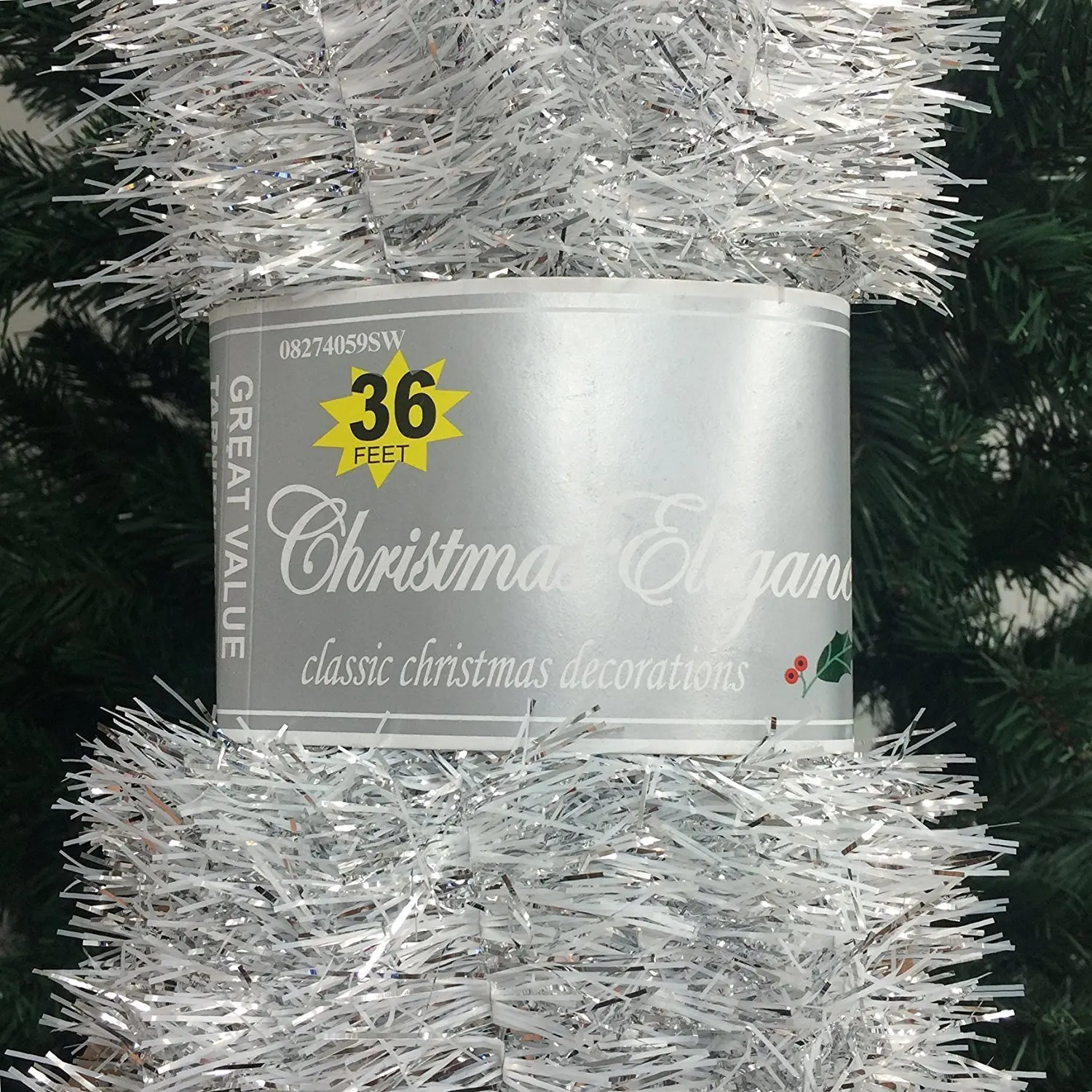 get quotations 36 ft christmas garland classic christmas decorations silverwhite - Holiday Time Christmas Decor 9 Flocked Garland Green get quotations 36 ft christmas garland classic christmas decorations silverwhite - Holiday Time Christmas Decor 9 Flocked Garland Green