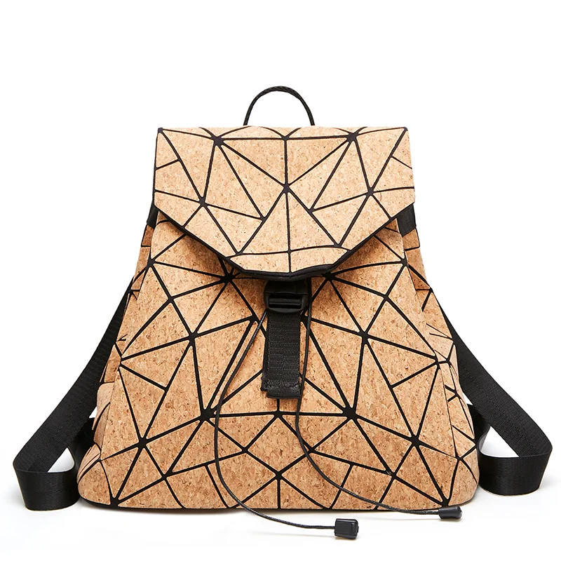 

Natural geometric eco-friendly bag vegan Fashion Women Stylish Wood cork backpack