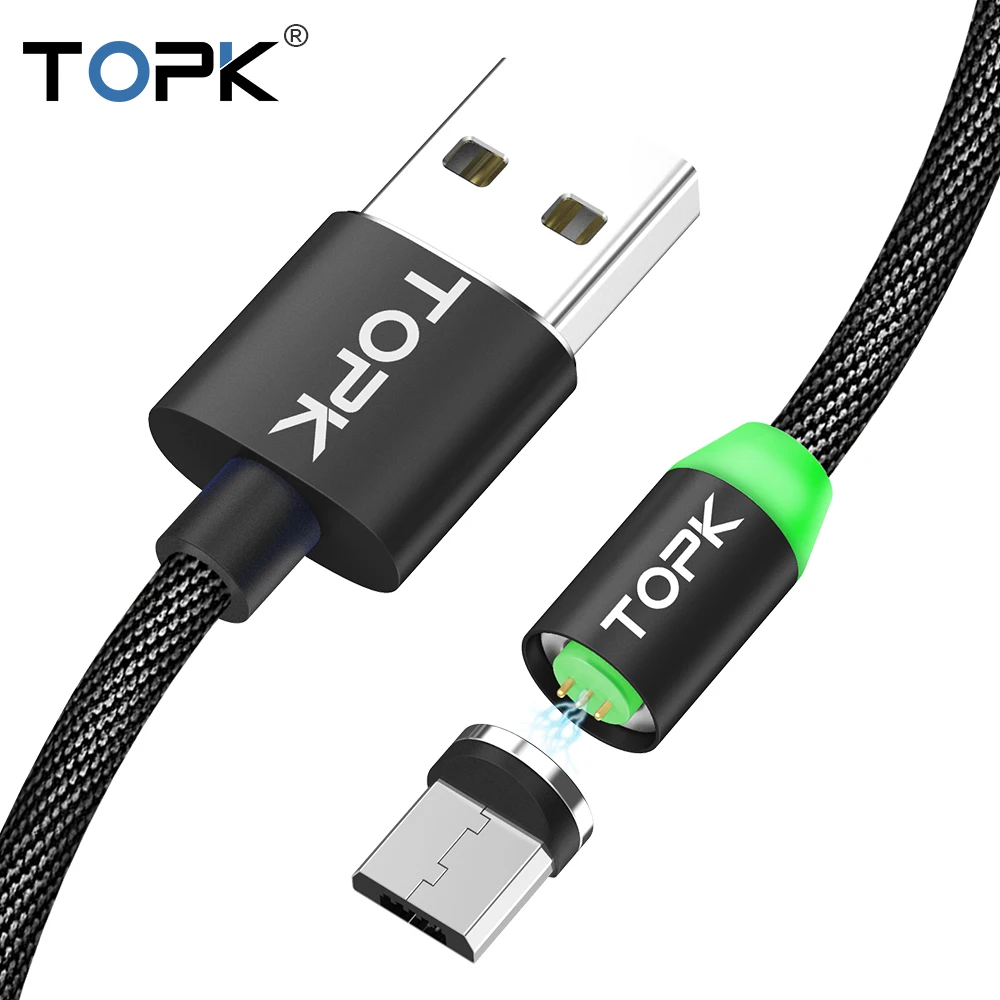 2019 Hot Sale TOPK AM37 1M(3.3ft)  LED  Magnetic Micro USB Data Cable