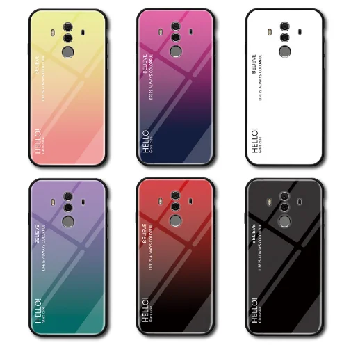 

For Huawei Mate 10 20 Pro Case Gradient Tempered Glass Simple Phone Case for Huawei Mate10 20 Back Cover Shell