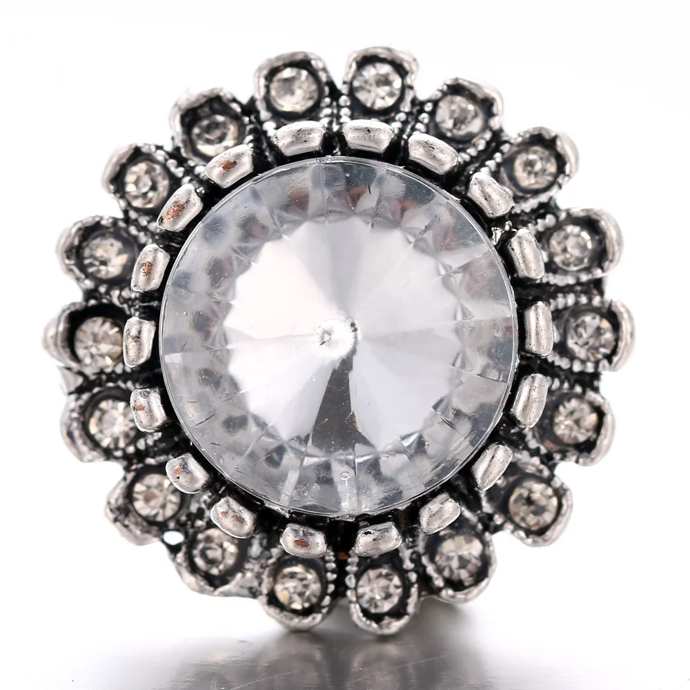 

Noble Ruby sapphire ring shape rhinestone flower shape button, Silver