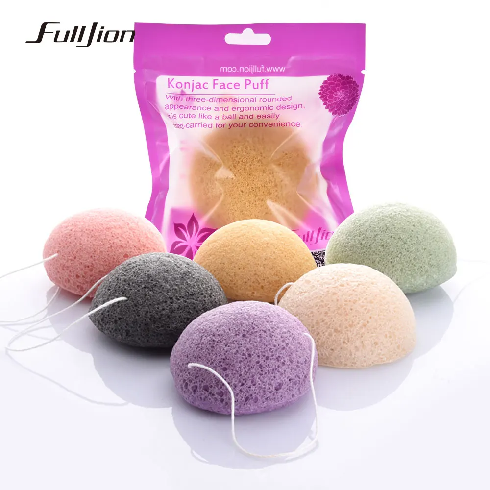 

Fulljion Konjac Sponge Bamboo Charcoal Face Cleaning Sponge Esponja Konjac Cosmetic Puff, White,purple,black,green,yellow,pink