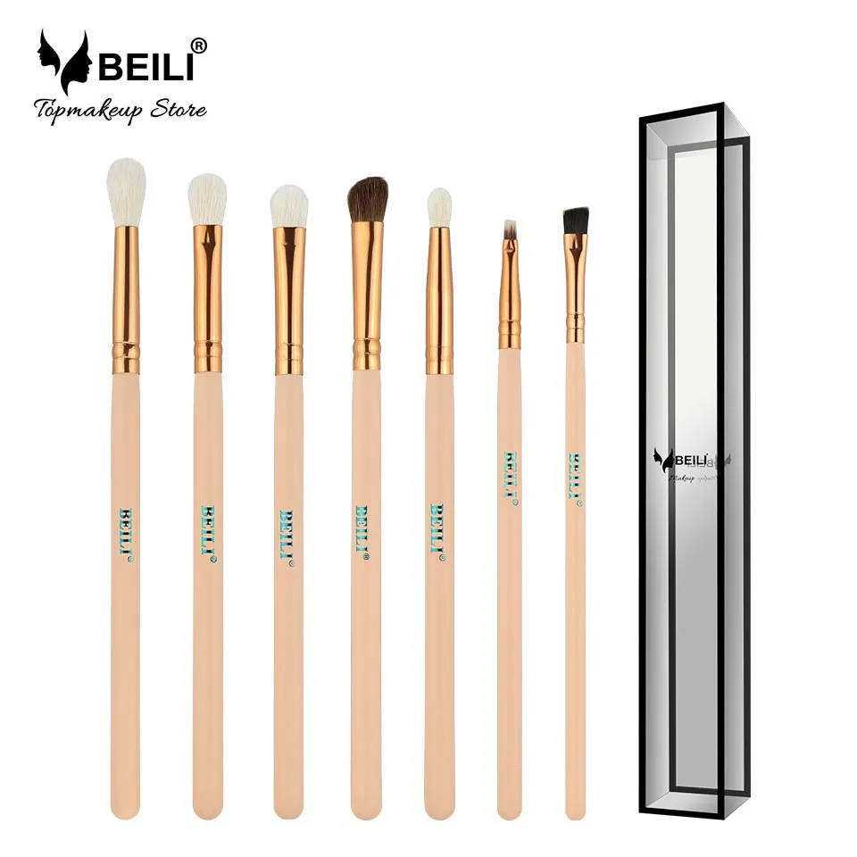 

USA Free Shipping BEILI 7 PCS Professional Pink Makeup Brushes Set Kits Wood Handle Box Packing Accept Private Label Customize