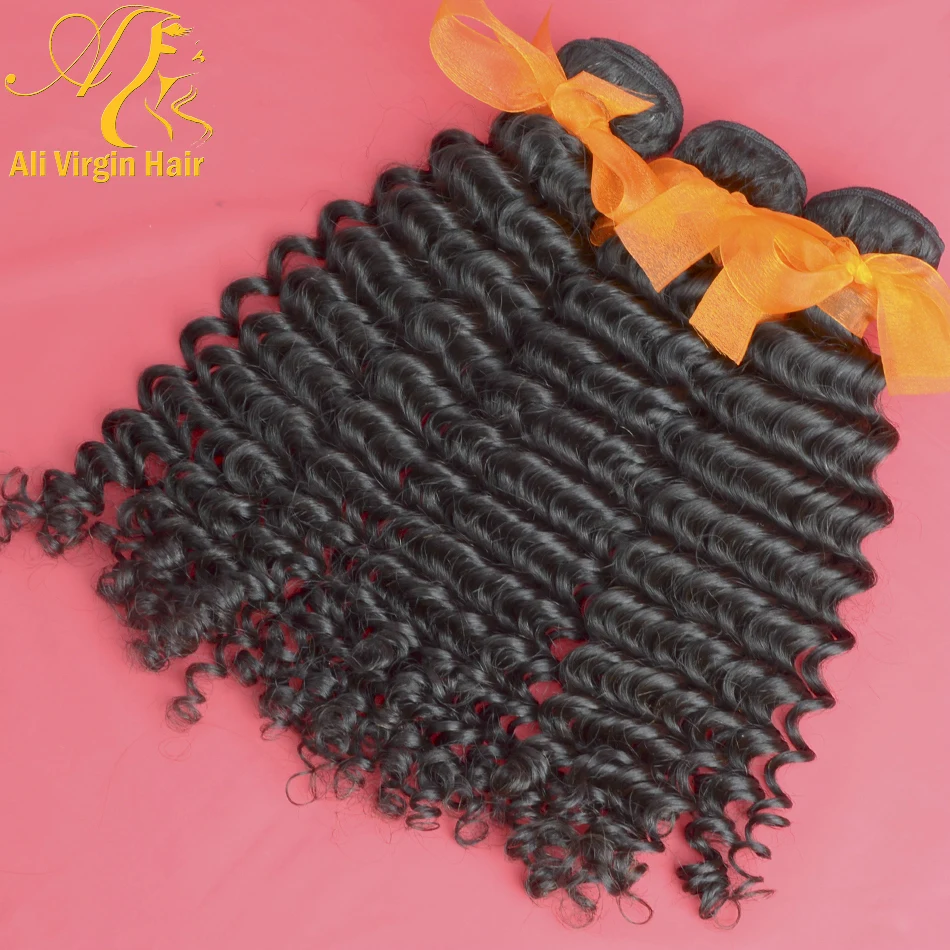 8A Ali Express Hair Hot Sale Unprocessed Wholesale Indian Deep Curly Wave Hair Weft 3Bundles/Lot