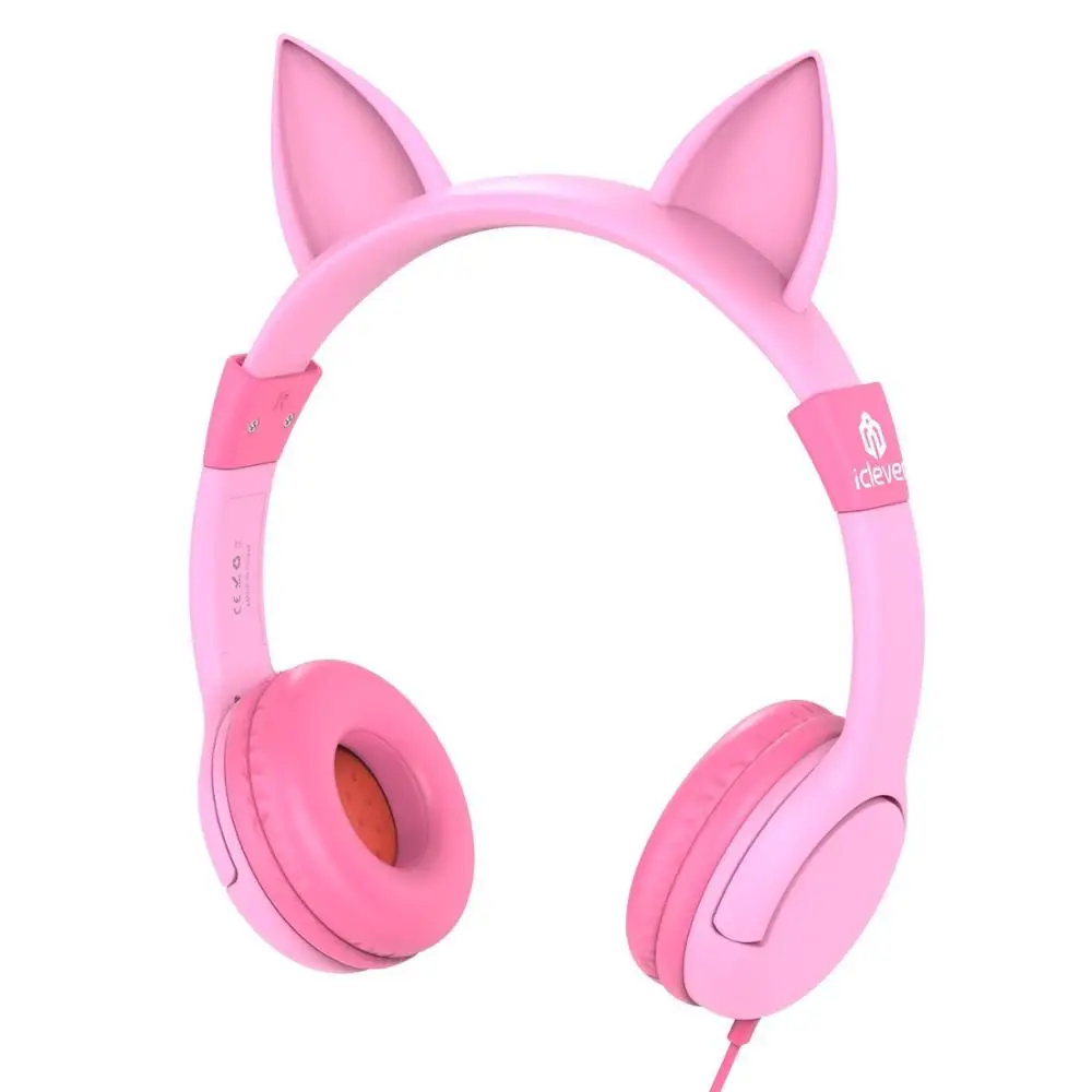 

iClever BoostCare Kids Headphones, Wired Over Ear Headphones with Cat Ears, 85dB Volume Limited kids wireless headphones