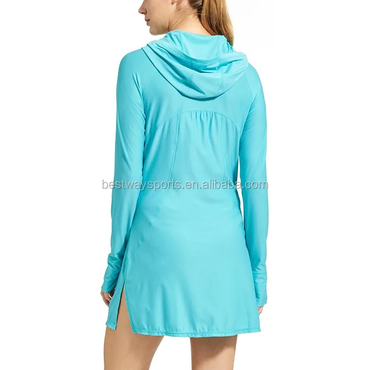 Lady Sexy Photo English Swim Rashguards Woman's Hooded Long Sleeve Rash