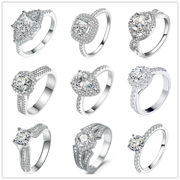 

High quality AAA CZ micro pave engagement silver ring for women, N/a