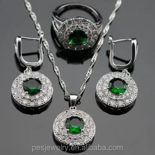 Verde Esmeralda Cristal Plata 925 Colgantes Pendientes De Hecho Con Swarovski Elements