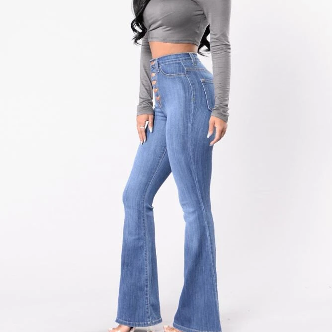 

China hot sale factory directly wholesale basic jeans ladies high waist slim women jeans bell-bottom ladies under plus size