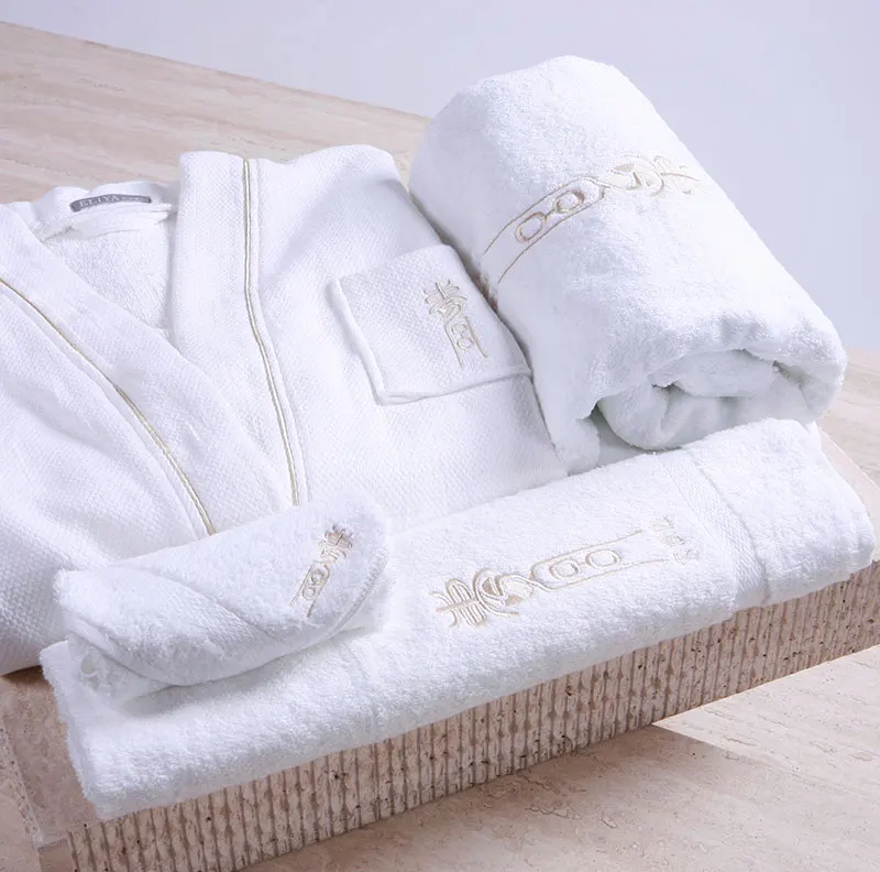 Embroider Woven Cotton Waffle Bathrobe 5 Star Hotel Spa Luxury Bath