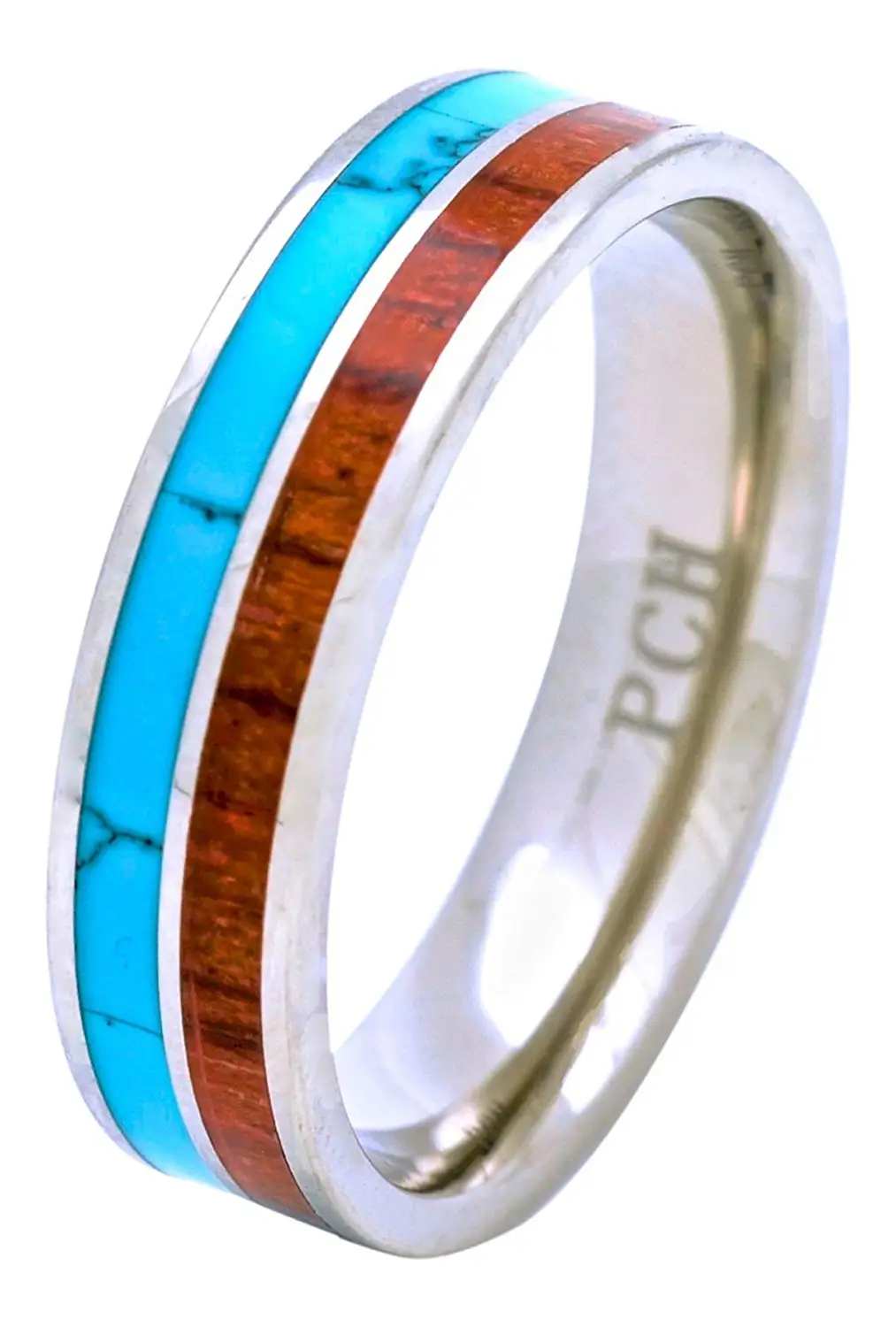 Titanium natural. KOA Wood Titanium Rings.