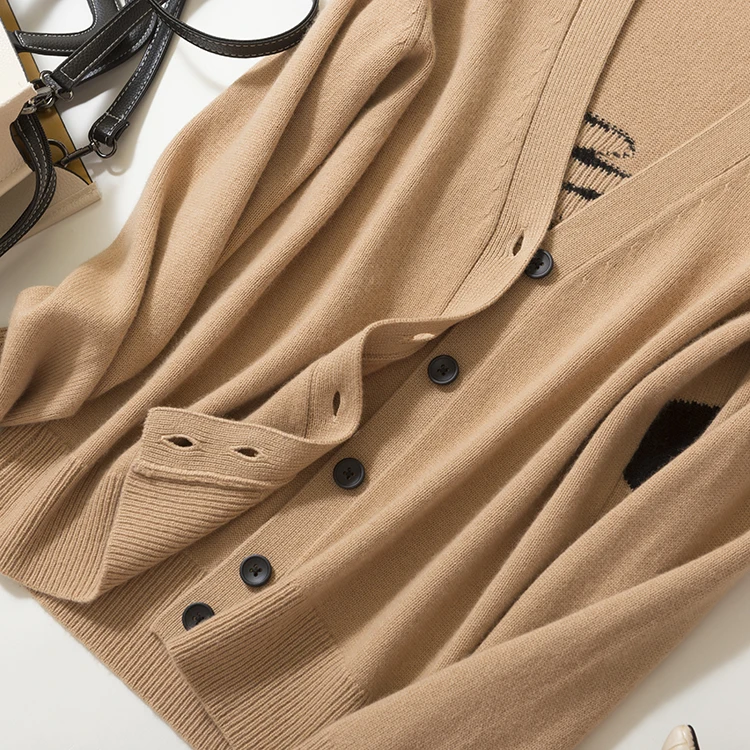 Wholesale Design cashmere wool Solid Color Ladies cardigan sweaters for women