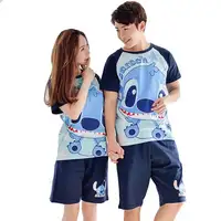 

AIMINYZ animal pajamas set women cotton sleepwear couples cartoon men nightgown summer home wear funny ladies cute funny