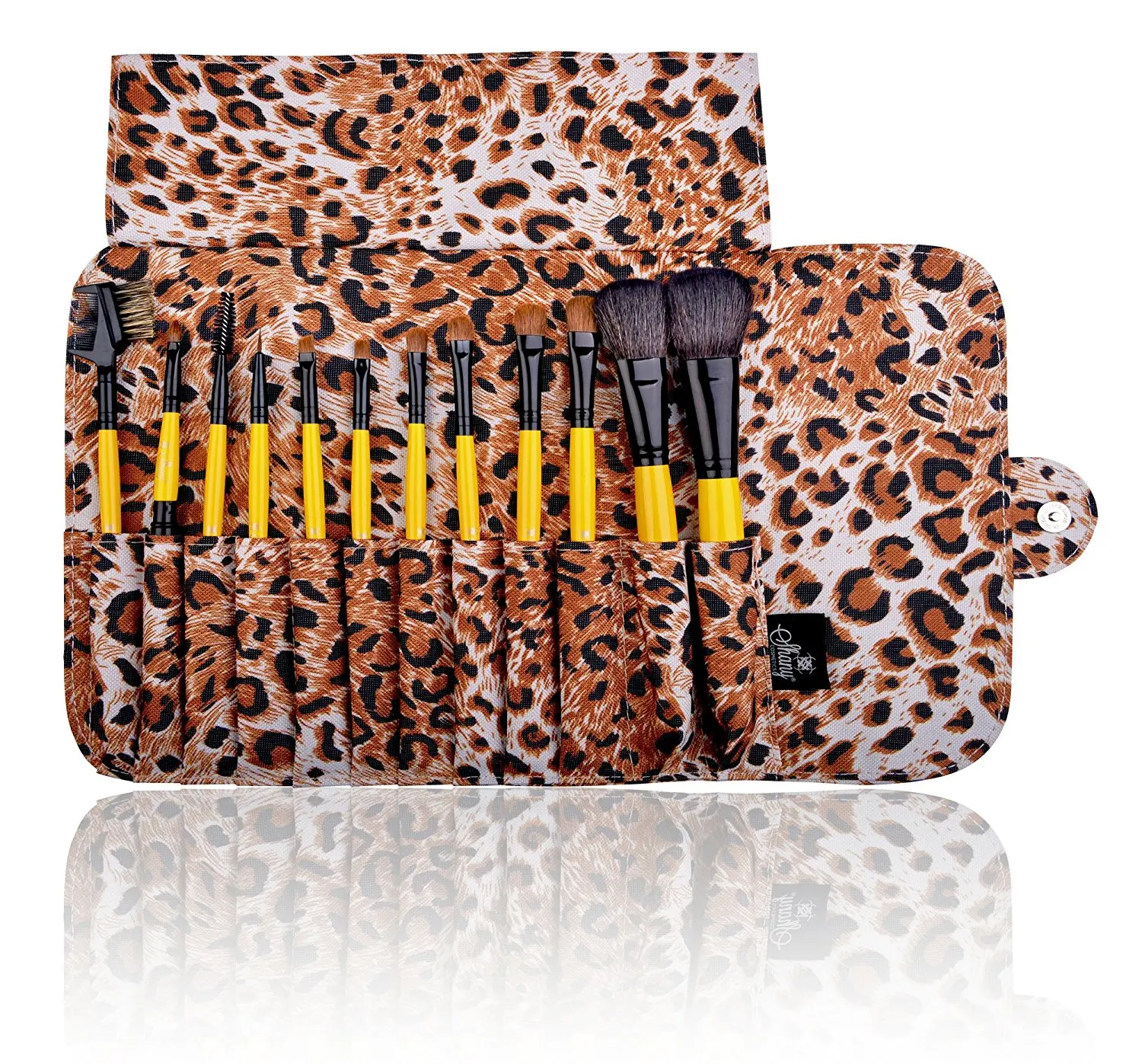 SHANY Cosmetics Urban Gal Collection Brush Set (12 Piece Natural Cosmetics Brushes with Leopard Magnetic Pouch), 13 Ounce
