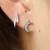 2017 top quality micro pave cz studs dainty flash moon stud 925 sterling silver cz earring