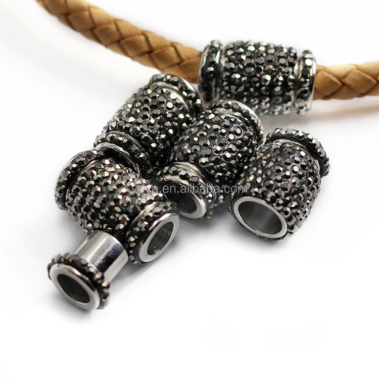 

JF1295 Hematite Rhinestone Crystal Pave Tube Magnetic Clasps,Bar Hematite Crystal Pave Magnetic clasps for Leather Cord