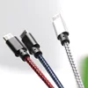 Nylon Braided Fabric Mobile Phone Cable Black+Grey, Silver+White, Silver+Grey, Black+blue, Black+Red Color USB Charging Cable