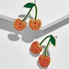 Zooying enamel cherry gem drop earring