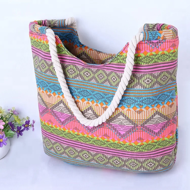 

Wholesale canvas stripe tote bags new arrival tote beach bag, Multi