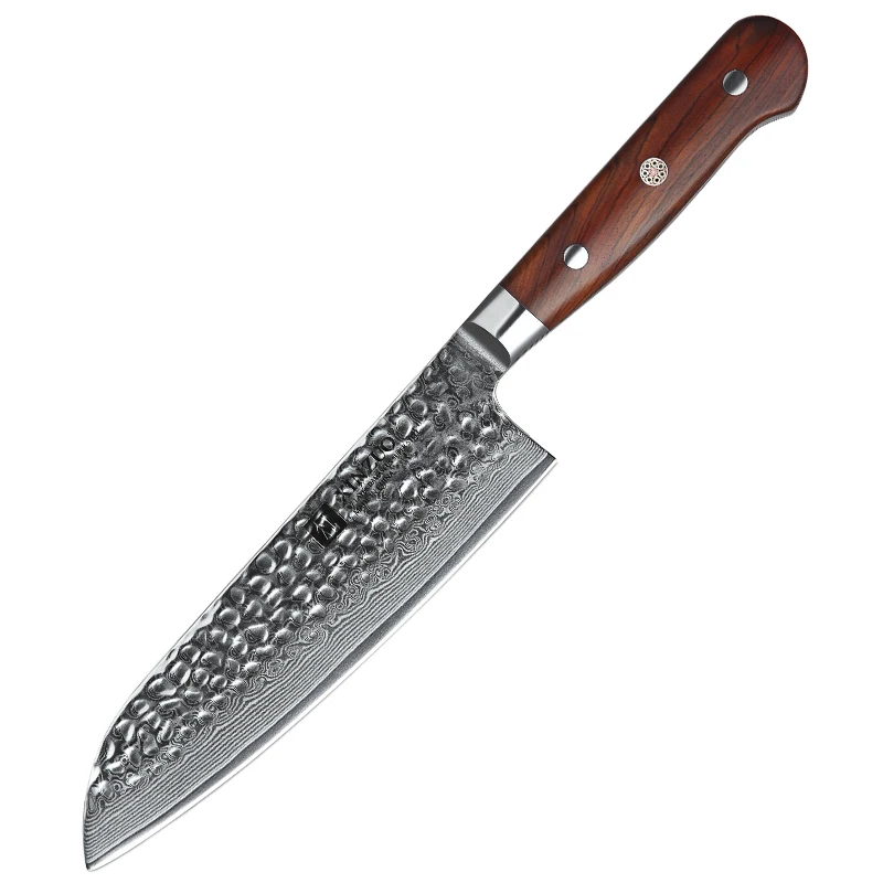 

Ultra Sharp 7 inch 67 Layers Damascus Steel with Natural Rose Wood Handle Kitchen Japanese Chef Santoku Knife