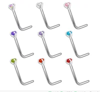 

Stainless Steel Diamond L shape Nose Stud Ring Body Piercing Jewelry