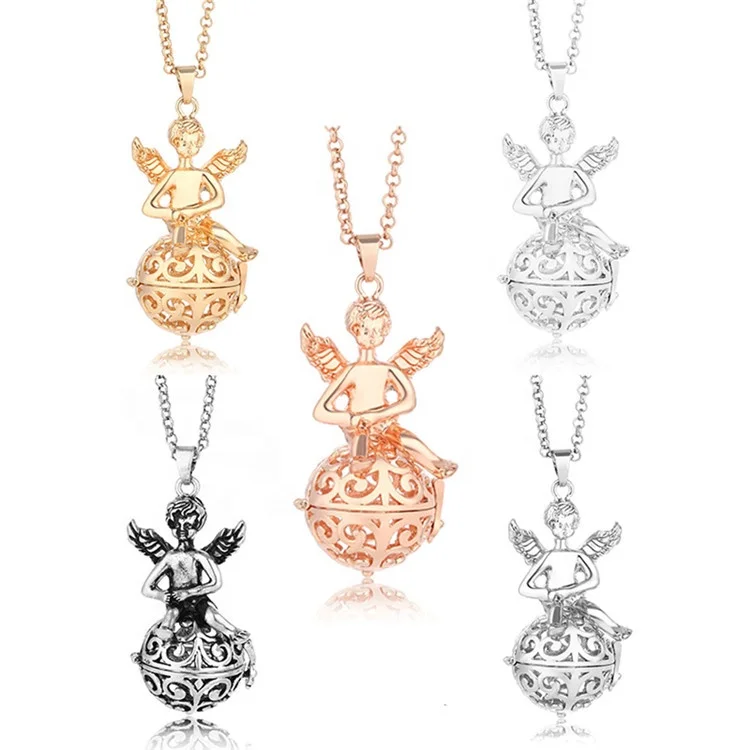 

Interchangeable Diffuser Necklace 20.5mm DIY Angel Ball Essential Oil Cage Angel baby Necklace Jewelry Free Shipping