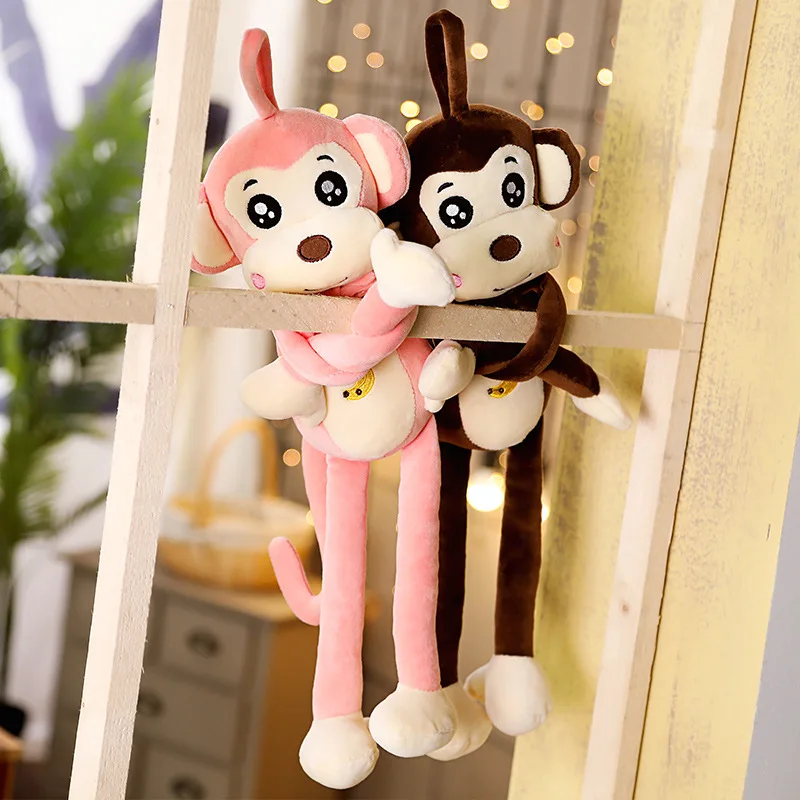 Brown Pink Monkey Plush Stuffed Toy Plush Hanging Monkey